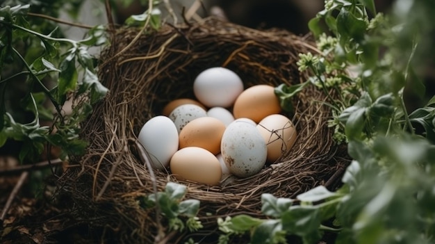 nest with chicken eggs vgenerative ai