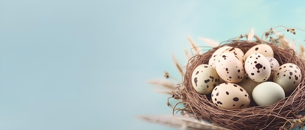 A nest with eggs and feathers