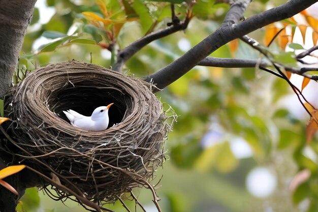 Photo nesting collared dove