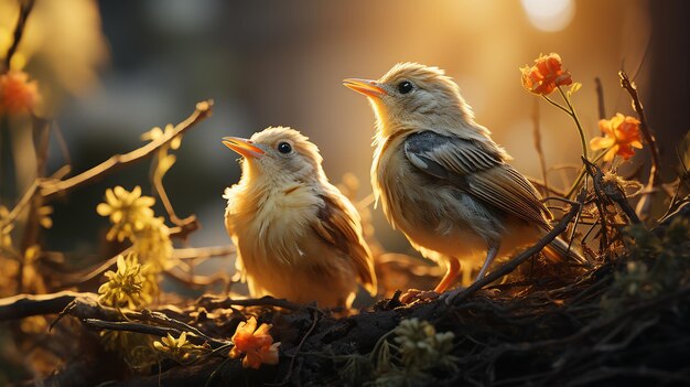 Nestled Thrush Chicks Arborvitae Thicket Abode