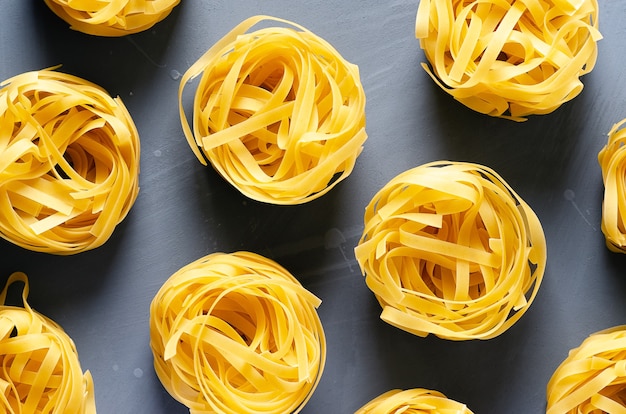 Nests of fettuccine pasta