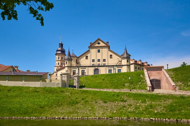 Nesvizh castle in summer day with blue sky