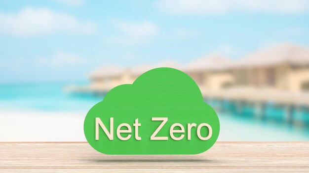 The Net zero text on cloud for eco concept 3d renderingxA