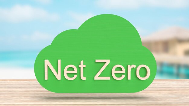 The Net zero text on cloud for eco concept 3d renderingxA