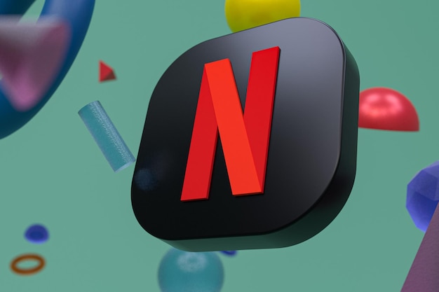 Photo netflix logo on abstract geometry background