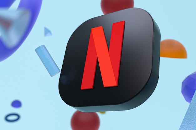 Photo netflix logo on abstract geometry background