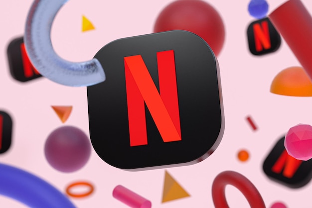 Photo netflix logo on abstract geometry background