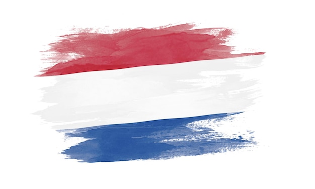 Netherlands flag brush stroke, national flag on white background