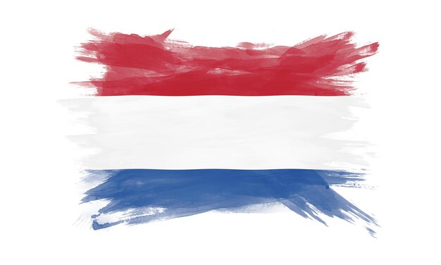 Netherlands flag brush stroke, national flag on white background