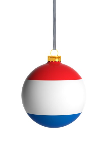Netherlands flag Christmas ball isolated on white background
