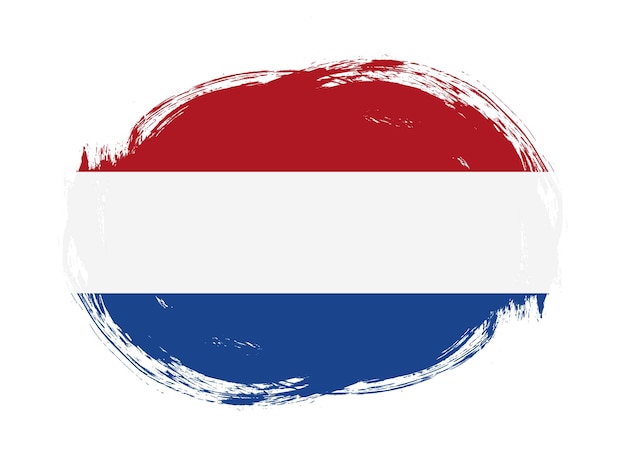 Netherlands flag in rounded stroke brush background