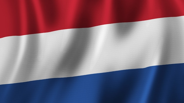 Netherlands flag waving closeup 3d rendering with high quality image with fabric texture