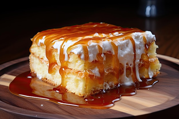 Nette sponstaart met gelaagde honing taart spiegelglazuur taart honing dessert met witte room