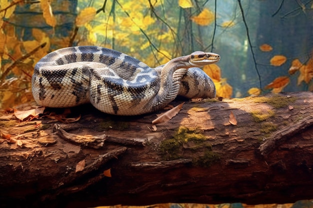 Netticulated python op de boom met AI gegenereerd