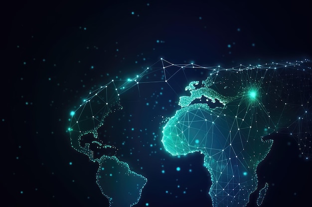 netwerkverbinding over de hele wereld illustratie Wereldkaart AI gegenereerd illustratie