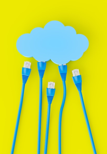 Photo network cables connecting in a cloud