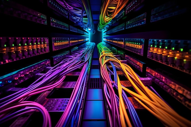 Network cables in data center room