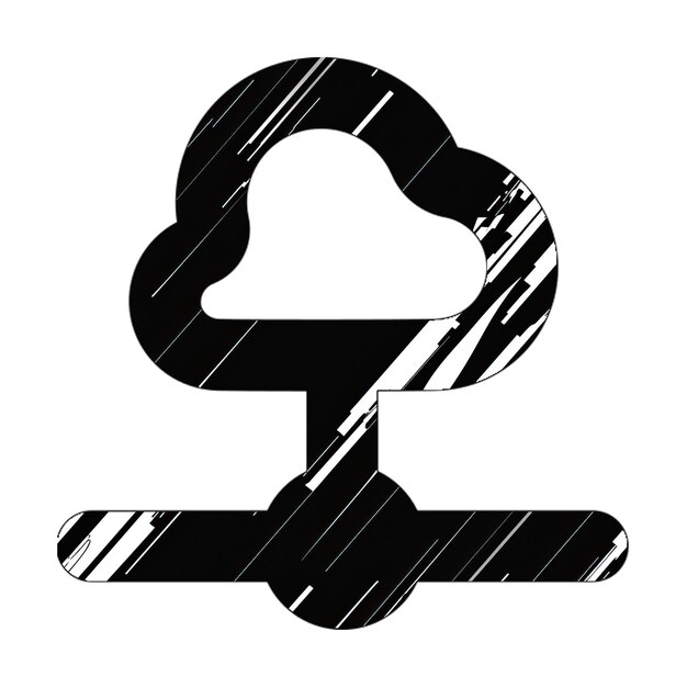 network cloud icon black and white diagonal texture