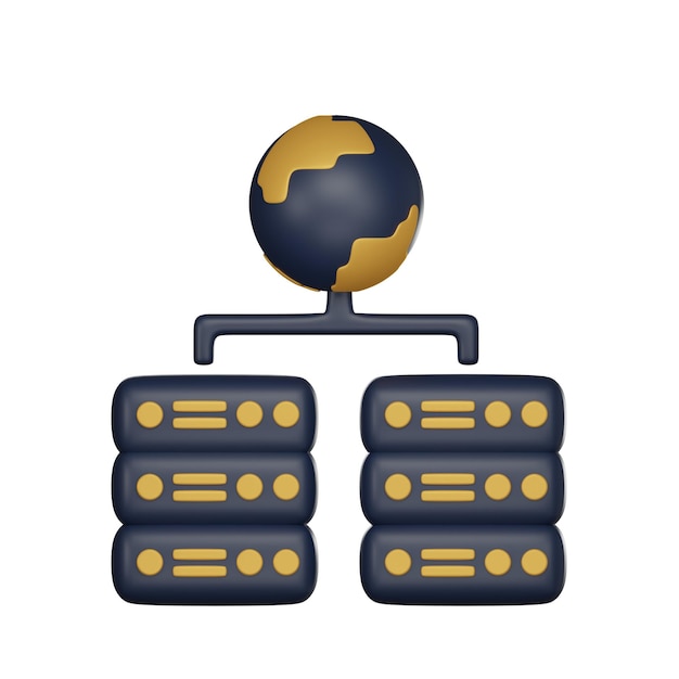 Network computer server 3d icon render
