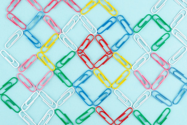 Photo network concept with colorful paper clips