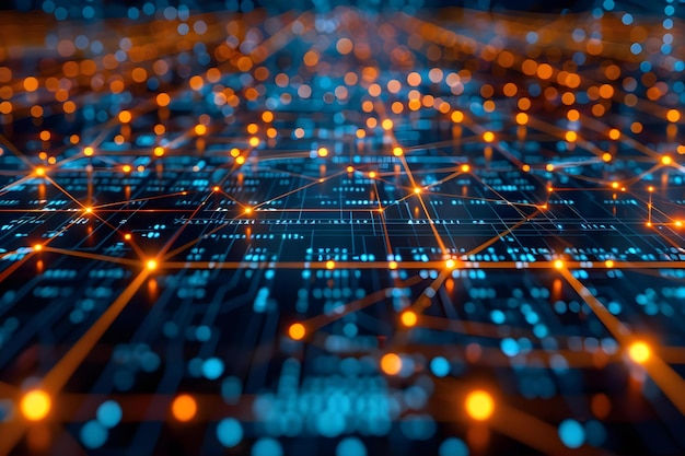 network connection of digital data points illustrating concepts of big data computing concept big data computing network connection digital data points data visualization technology trends