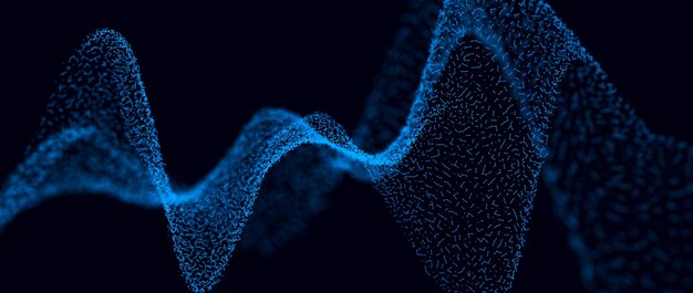 ネットワーク接続構造 未来的な抽象メッシュ 点と線が接続された波 ビッグデータ 3D レンダリング