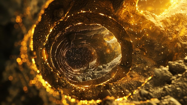 Сеть кристаллических туннелей, извивающихся через сердце астероида, мерцающей таинственной энергией, созданной ИИ.