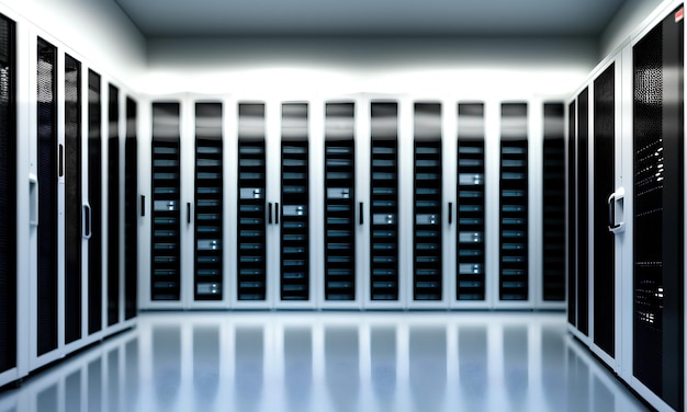 Комната сервера сети и данных, хостинг, интернет, 3d