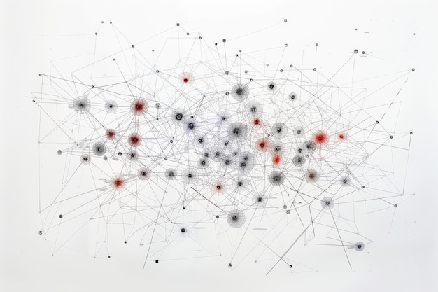 Photo network diagrams unveiled on white background