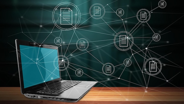 Network of files on a virtual screen