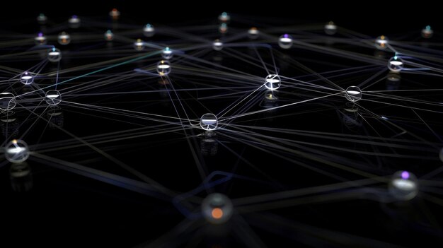 Photo a network of interconnected nodes representing the interdependencies and collaborations within the