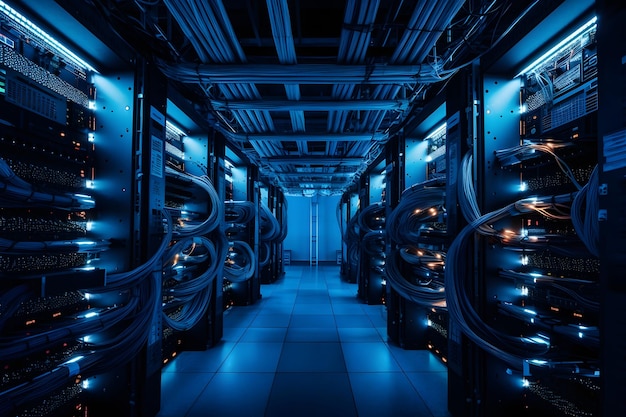 Network server room with hard drives