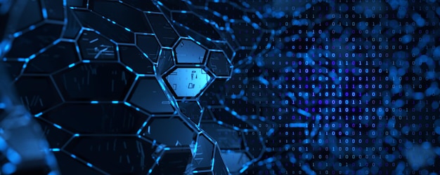 network structure background artificial intelligence machine learning data background big data wide banner blockchain technology 3d rendering