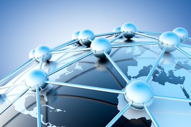 Networking concept. Networking  and internet concept with globe world map