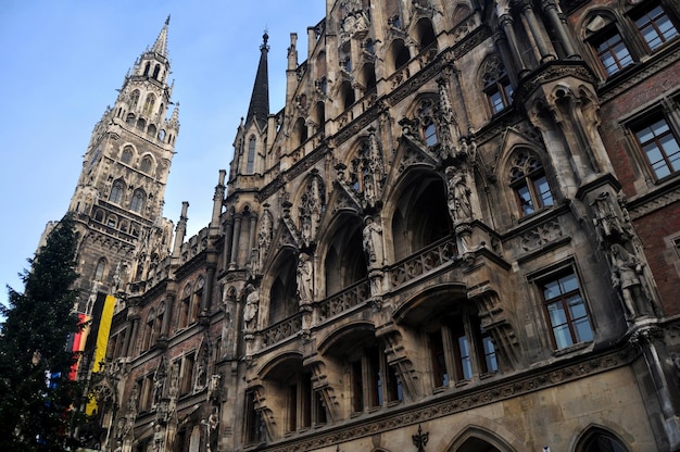Neues Rathaus New Town Hall in Marienplatz or Mary or St Mary Our Lady central square for german people foreign traveler travel visit at Munich capital city on November 15 2016 in Bavaria Germany