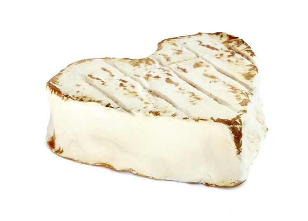 Neufchatel cheese shaped like heart isolated