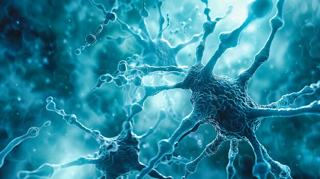 Neural Complexity Brain Cells and Neurons Detailed Medical Illustration Blue Science and Neurology Concept