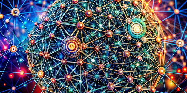 neural network algorithm graphic backgrounds random dots background with lines connections circle elements digital technology digital technology presentation concep