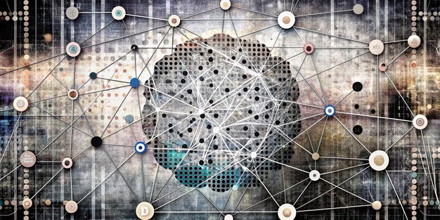 neural network algorithm graphic backgrounds random dots background with lines connections circle elements digital technology digital technology presentation concep