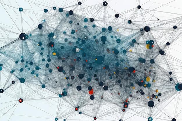 Neural Network Architecture Visualized Through Complex Interconnected Nodes Generative AI