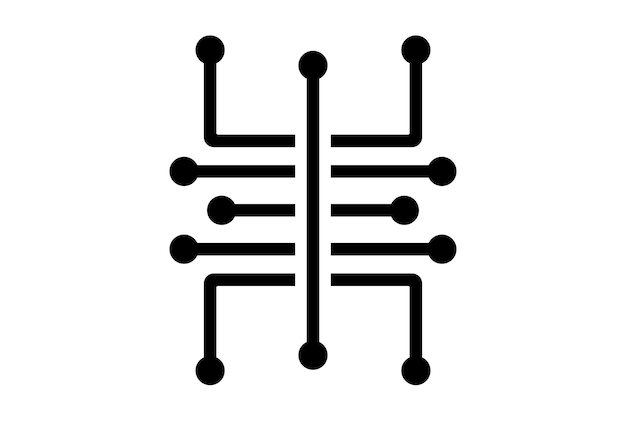 Neural network flat app icon minimalist web symbol black sign