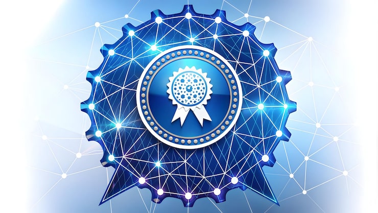 Photo neural network and qa badge symbolize ai enhancing qa processes in isolated vector design ideal for