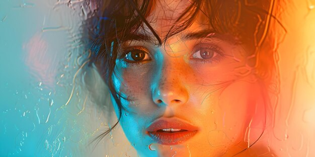 Neural Network Technology creëert een levendig abstract portret van een vrouw Concept Abstract Art Technology Neural Network Portrait Vibrant Colors