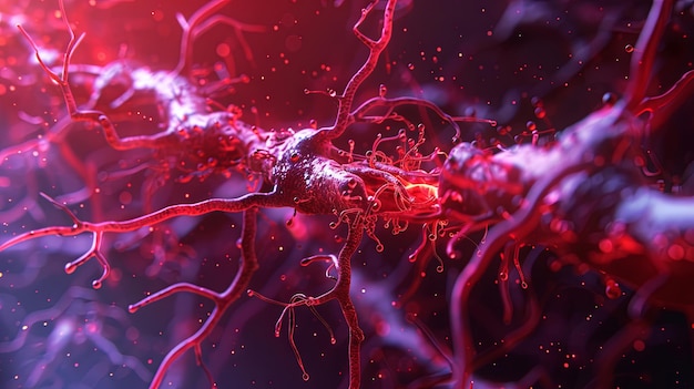 Neural Synapse Transmission Illustratie in levendige kleuren