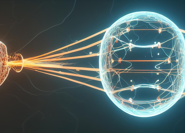 Neurale netwerk elektrische achtergrond ai render