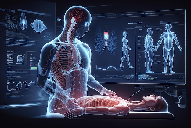 Фото Плакат неврологии с инфографическими элементами внутренних органов тела в ретро-винтажном стиле и редактируемый