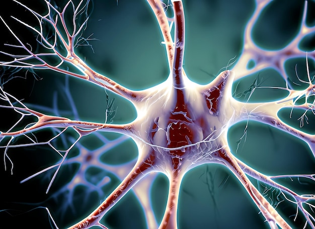 Neuron 3D-illustratie Kan als achtergrond worden gebruikt