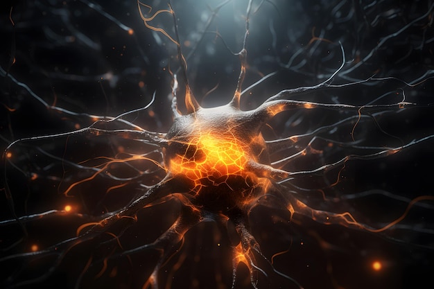 Neuron cell with neurons and nervous system Science background