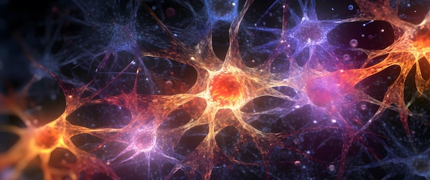 neuron cells with glowing in human brain 01