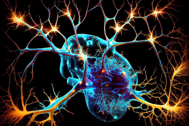 Фото Нейронные клетки со световыми импульсами
